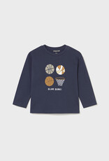 Mayoral Blue L/S Basketball Print Tee