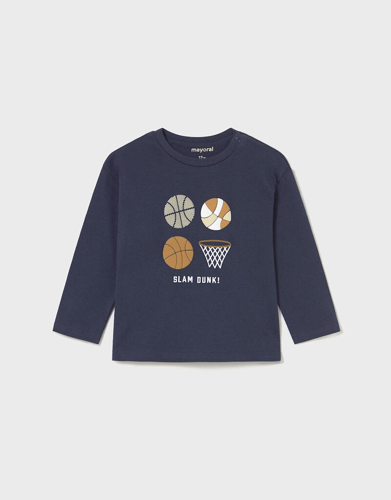 Mayoral Blue L/S Basketball Print Tee
