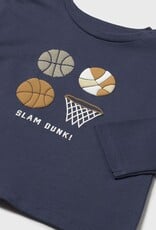 Mayoral Blue L/S Basketball Print Tee