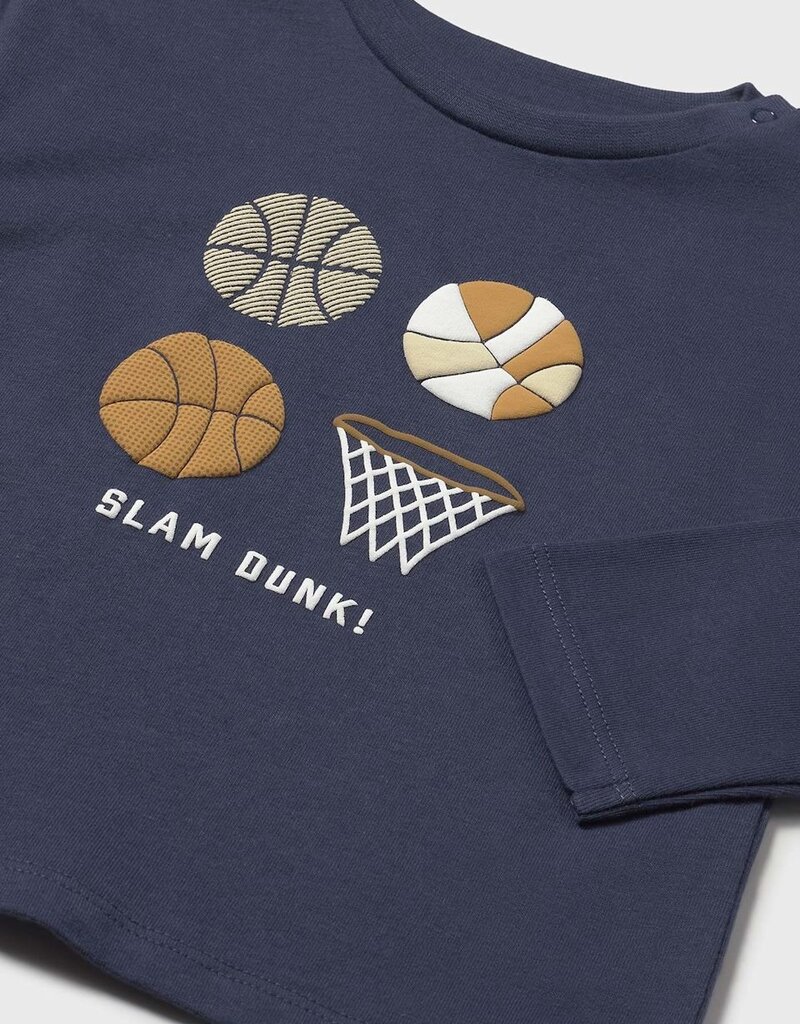 Mayoral Blue L/S Basketball Print Tee