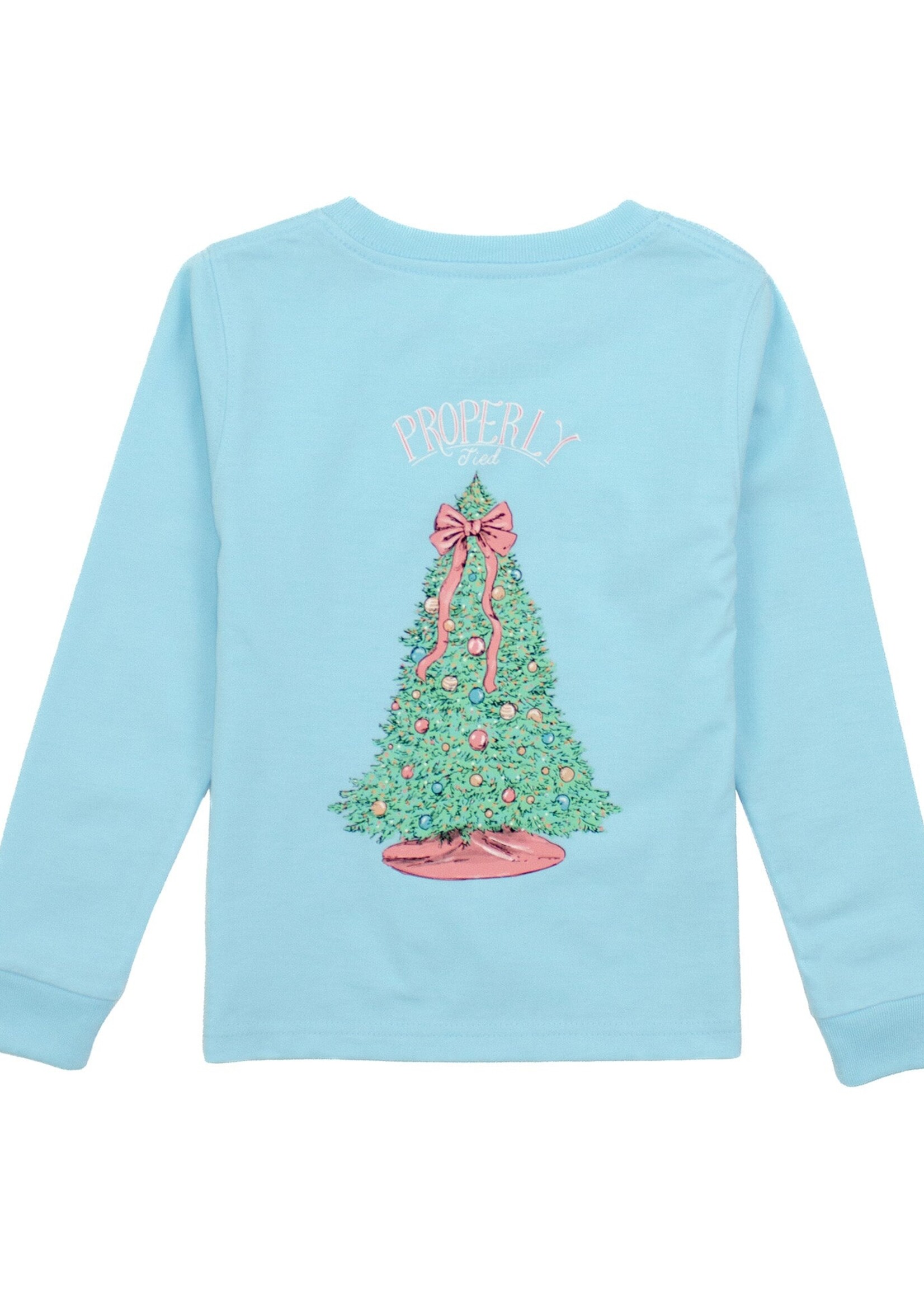 Properly Tied Girls LS Merry and Bright Powder Blue