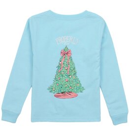 Properly Tied SALE Girls LS Merry and Bright Powder Blue