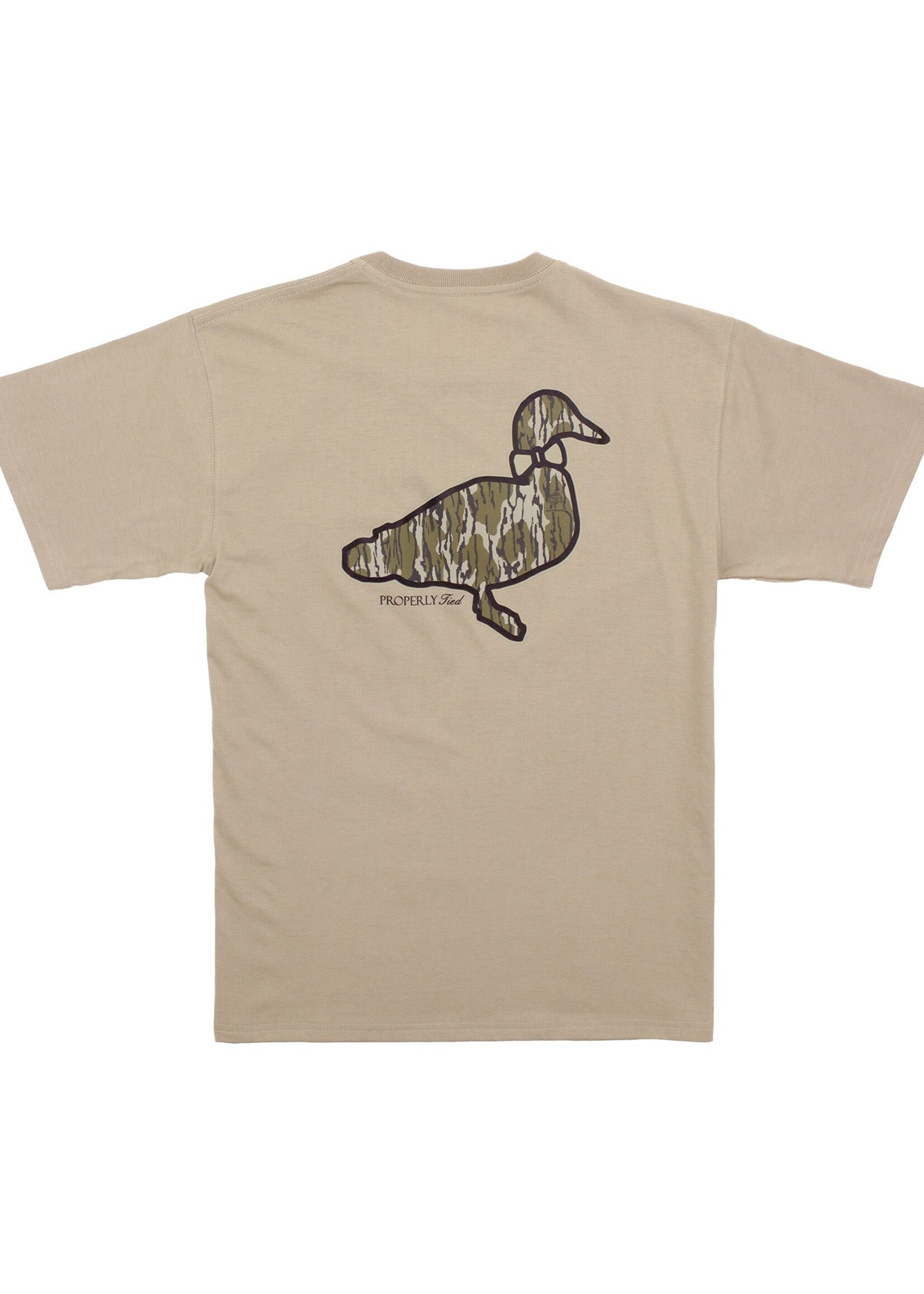 Properly Tied Mens Mossy Oak Camo Logo S/S Sand