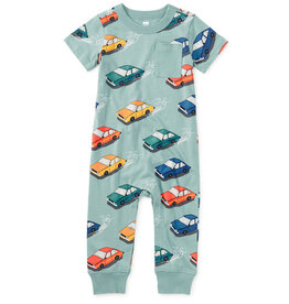 Tea Collection Pocket Baby Romper Vintage Cars