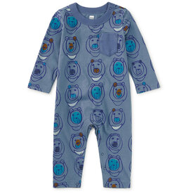 Tea Collection L/S Pocket Baby Moon Bear Romper