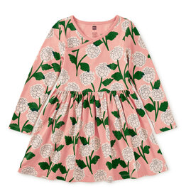 Tea Collection L/S Wrap Neck Dress Chrysanthemums
