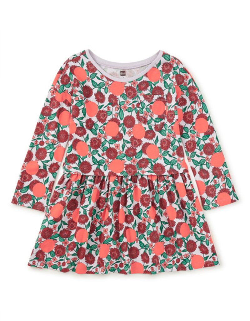 Tea Collection Printed Pocket Play Dress Persimmon Dot Floral