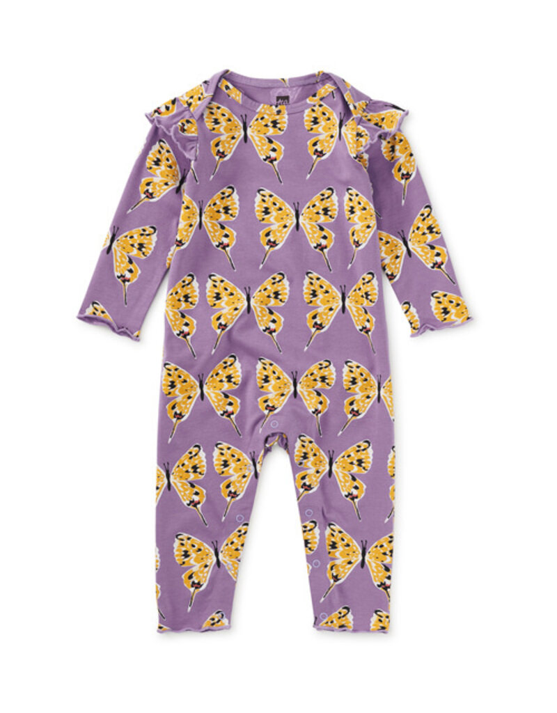 Tea Collection Ruffle Shoulder Baby Romper Dragon Swallowtail Butterfly