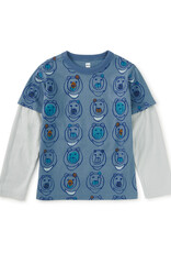 Tea Collection Printed Layered Sleeve Tee Moon Bear