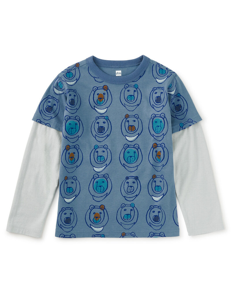 Tea Collection Printed Layered Sleeve Tee Moon Bear