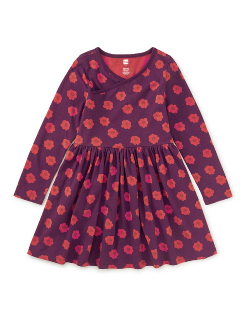 Tea Collection L/S Wrap Neck Simple Chrysanthemums