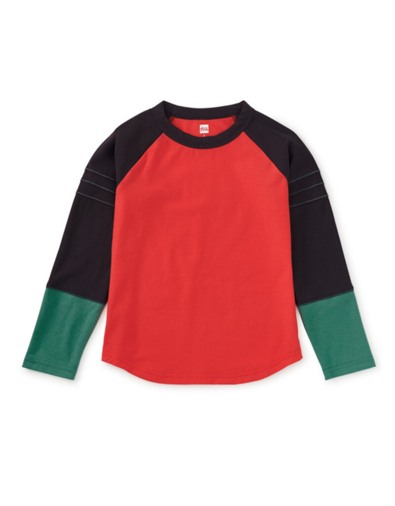 Tea Collection Explorer Colorblock Raglan Top Scarlet