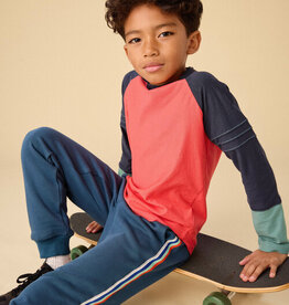 Tea Collection Explorer Colorblock Raglan Top Scarlet