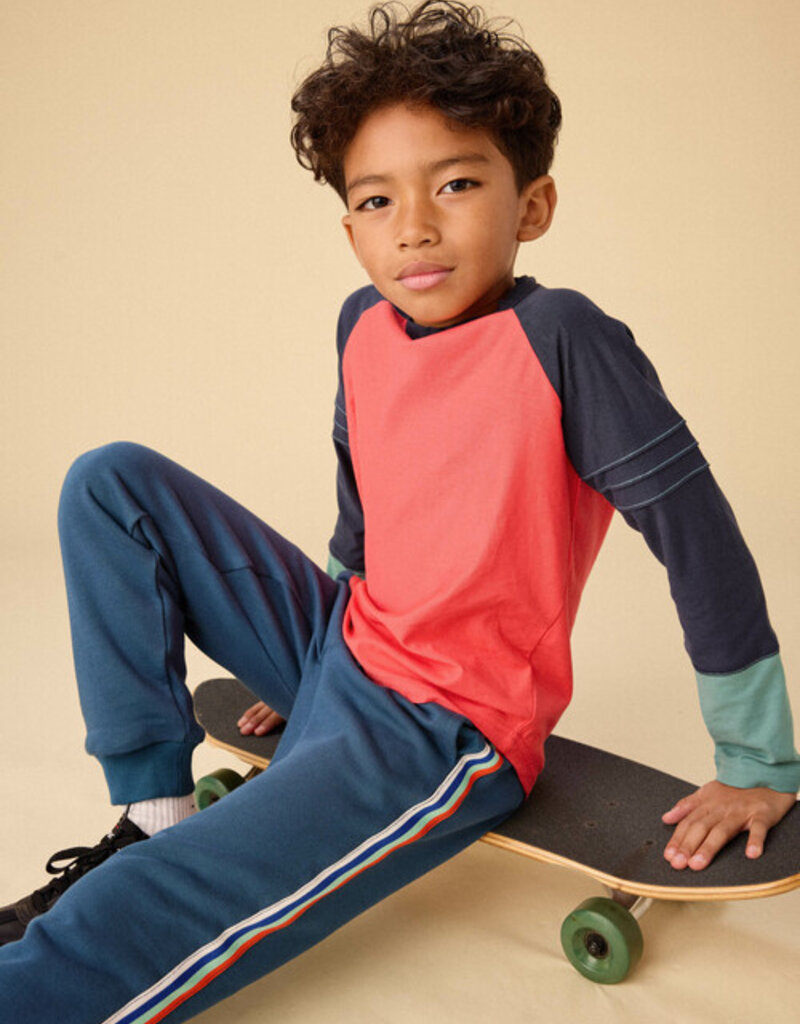 Tea Collection Explorer Colorblock Raglan Top Scarlet