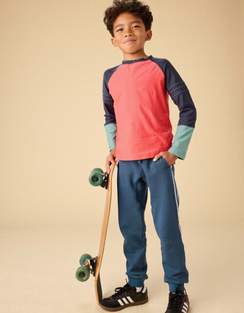 Tea Collection Explorer Colorblock Raglan Top Scarlet