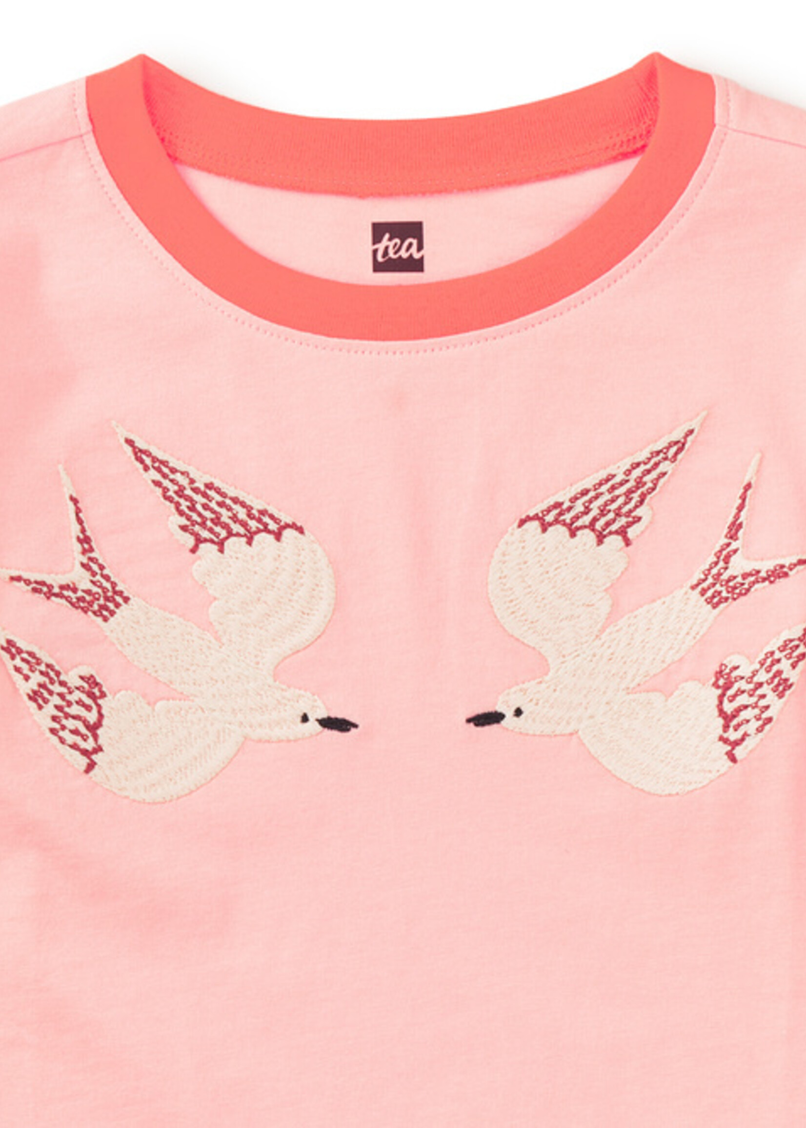 Tea Collection Embroidered Magpies Blocked Cherry Blossom