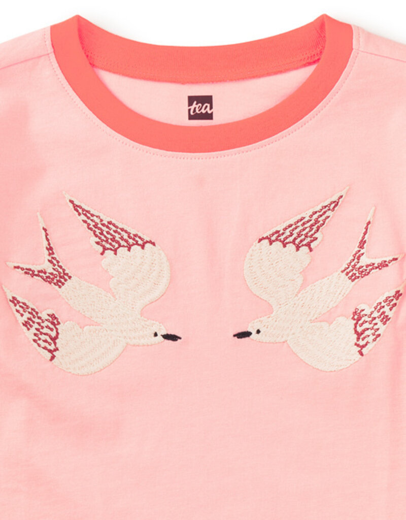 Tea Collection Embroidered Magpies Blocked Cherry Blossom