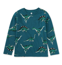 Tea Collection SALE L/S Printed Pocket Tee Dynamic Dinos