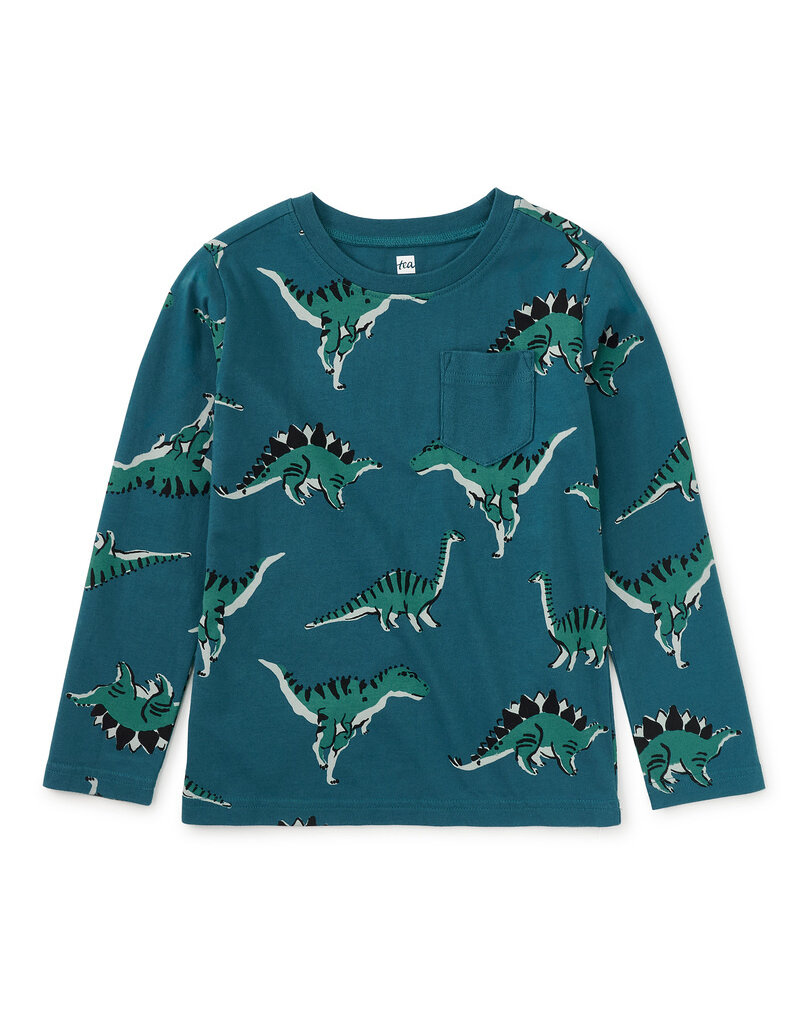 Tea Collection L/S Printed Pocket Tee Dynamic Dinos