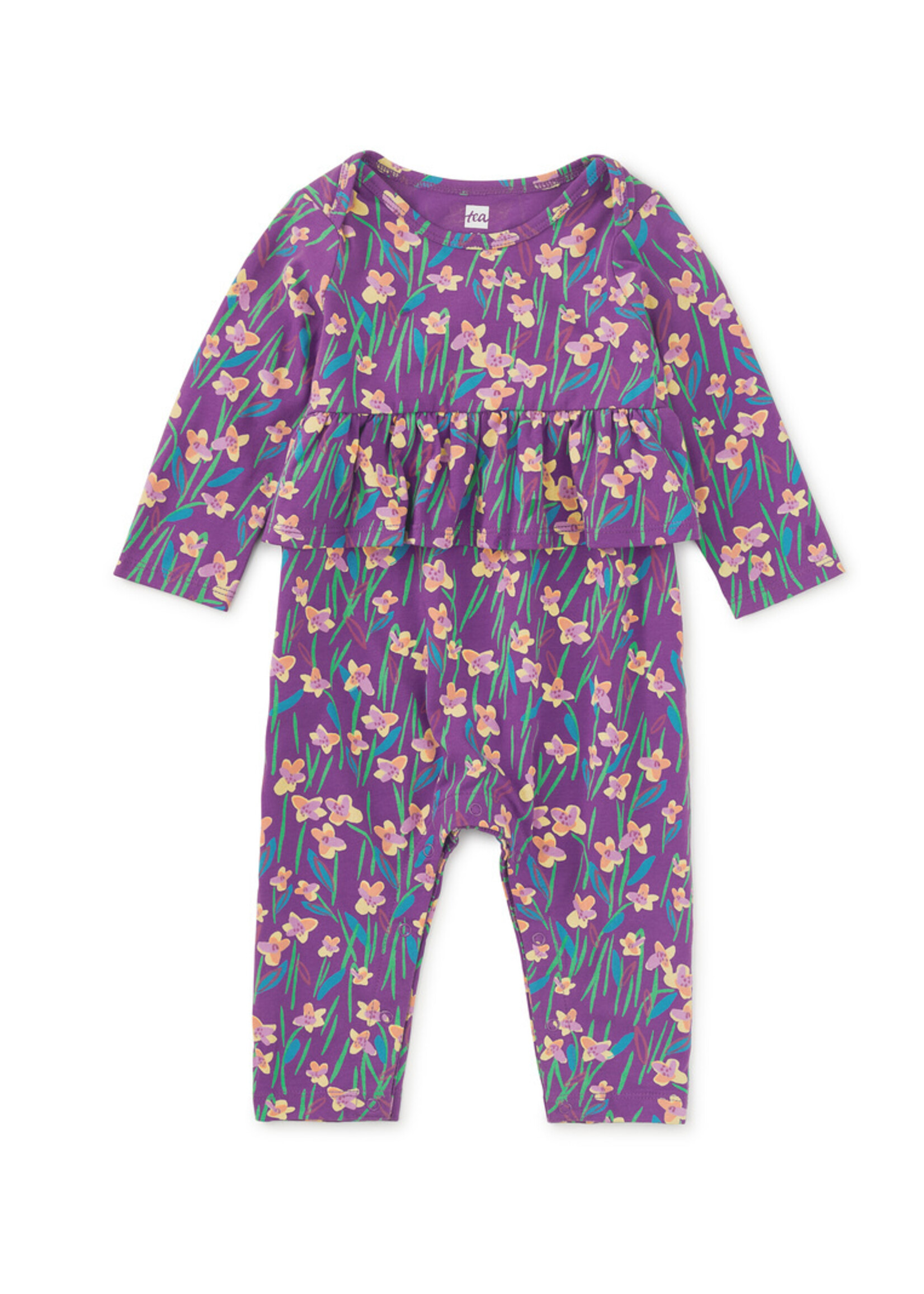 Tea Collection Pretty Peplum Baby Romper Perfume Jasmine