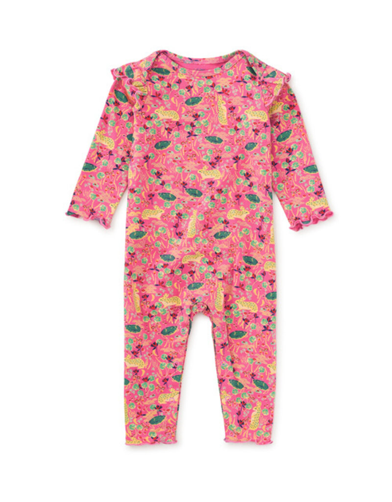 Tea Collection Ruffle Shoulder Romper Rabbit Turtle Folktale