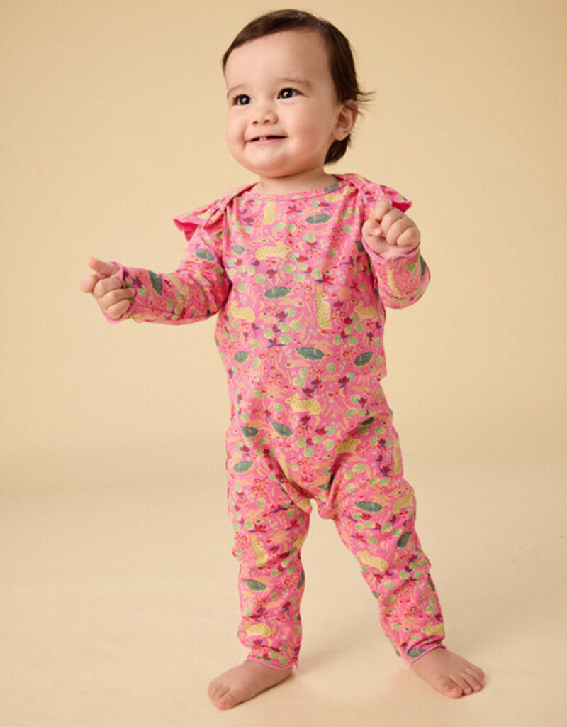 Tea Collection Ruffle Shoulder Romper Rabbit Turtle Folktale