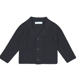 Abel & Lula Navy Knit Button Up Jacket