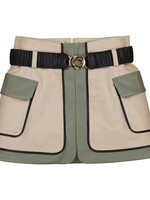 Abel & Lula SALE. Combined Twill Skirt Beige/Bayleaf