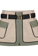 Abel & Lula Combined Twill Skirt Beige/Bayleaf