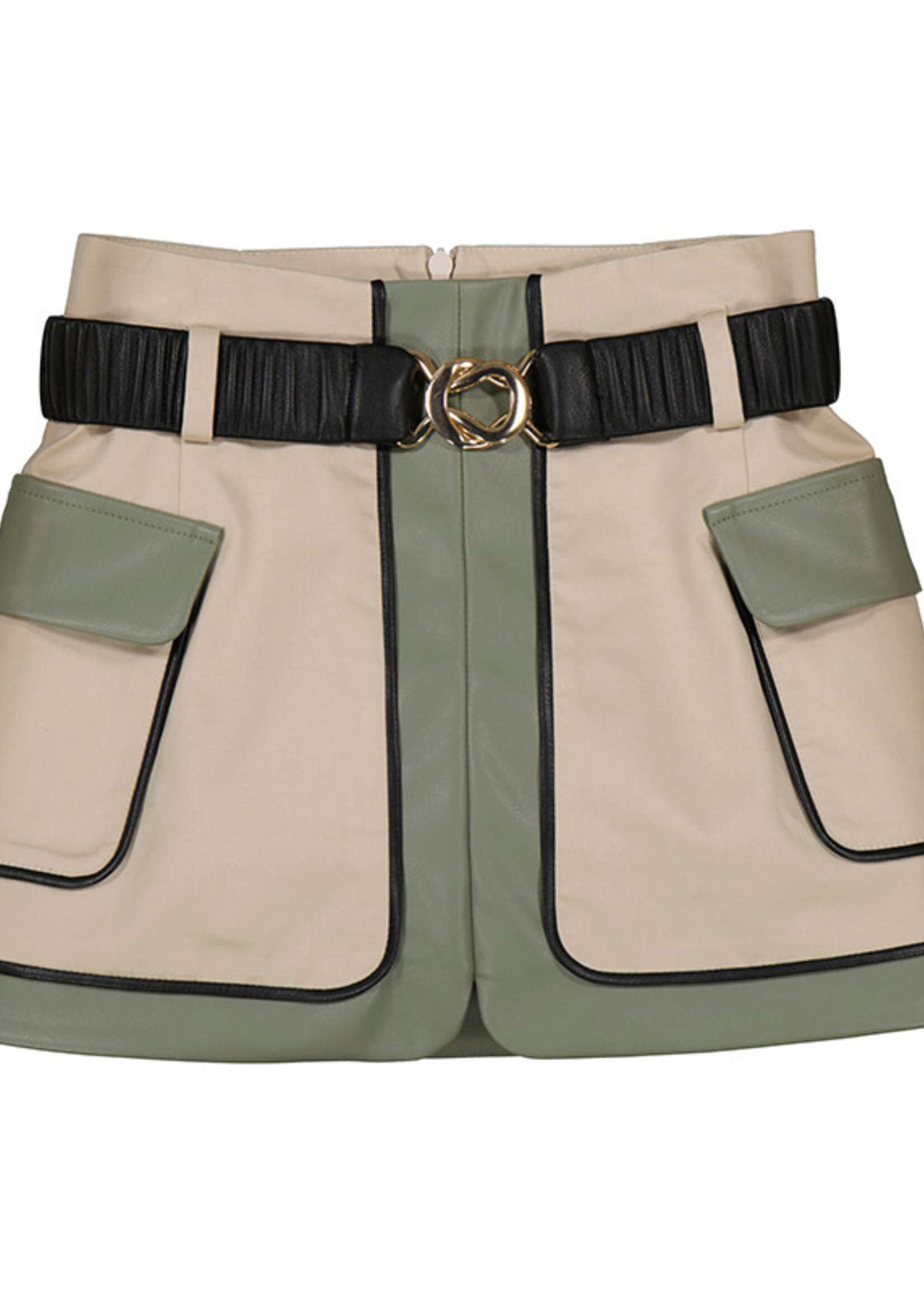 Abel & Lula Combined Twill Skirt Beige/Bayleaf