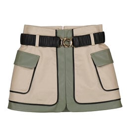 Abel & Lula Combined Twill Skirt Beige/Bayleaf