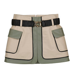 Abel & Lula SALE Combined Twill Skirt Beige/Bayleaf