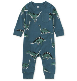 Tea Collection L/S Pocket Baby Romper Dynamic Dino