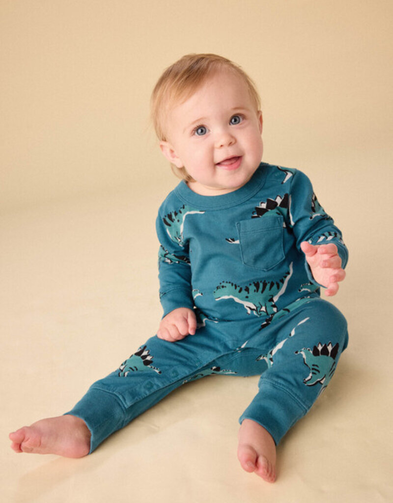 Tea Collection L/S Pocket Baby Romper Dynamic Dino