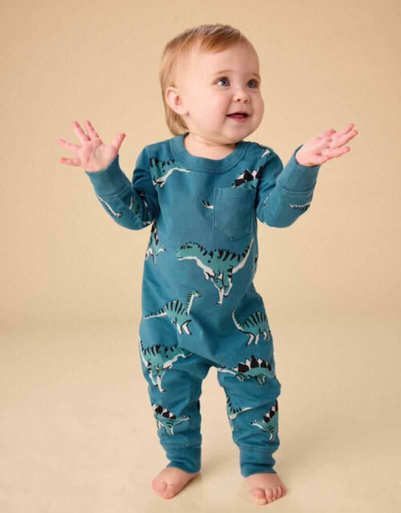 Tea Collection L/S Pocket Baby Romper Dynamic Dino