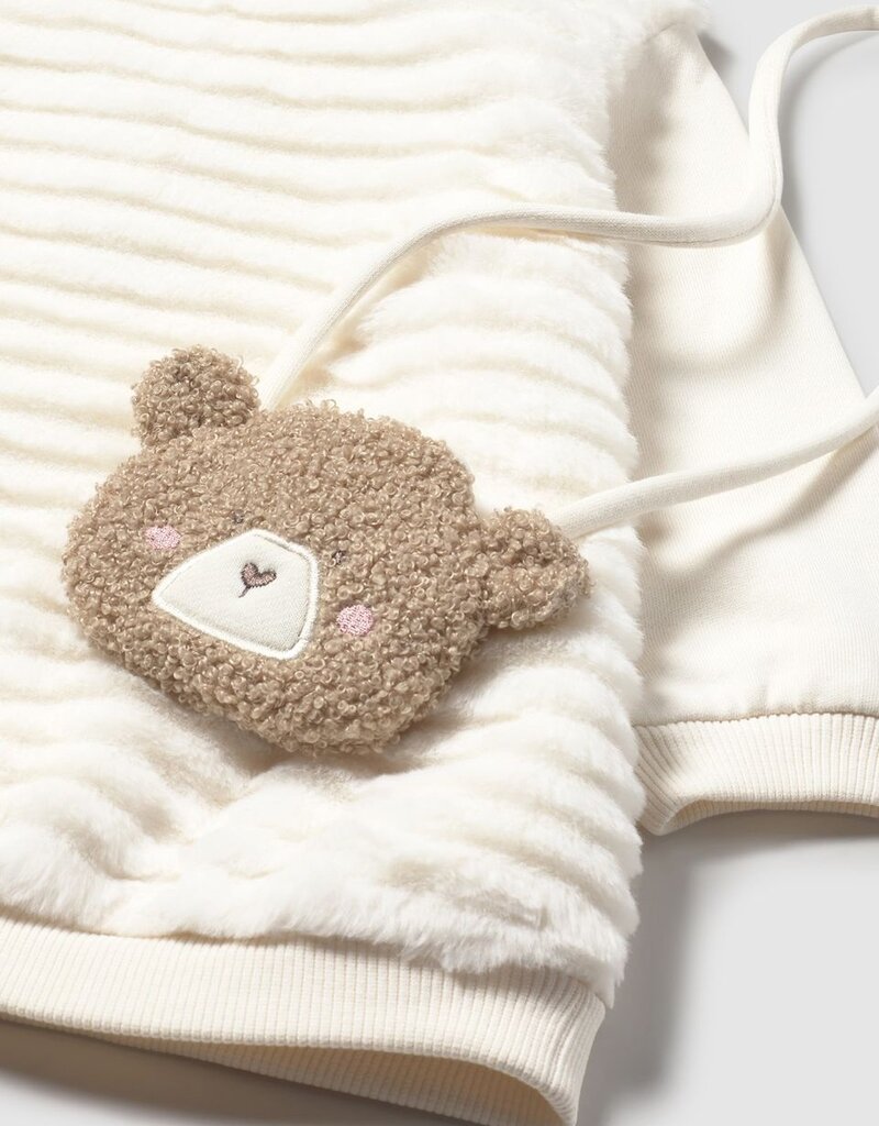 Mayoral Cream Faux Fur Dress w/Purse