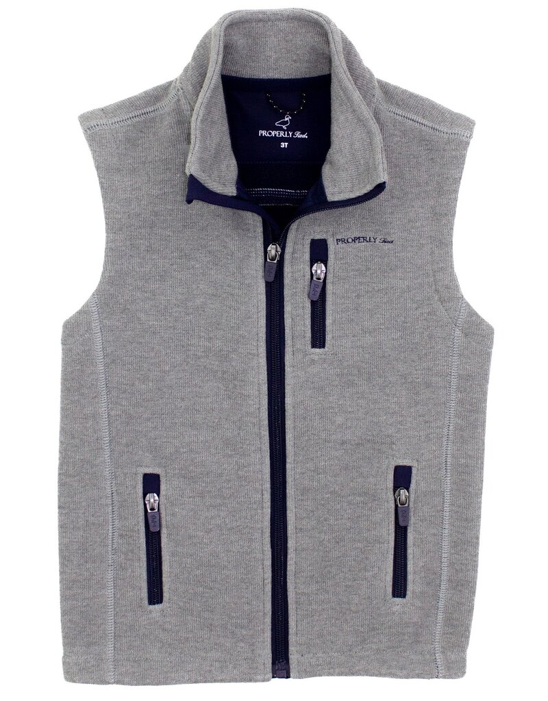 Properly Tied Boys Highland Vest Light Heather Grey