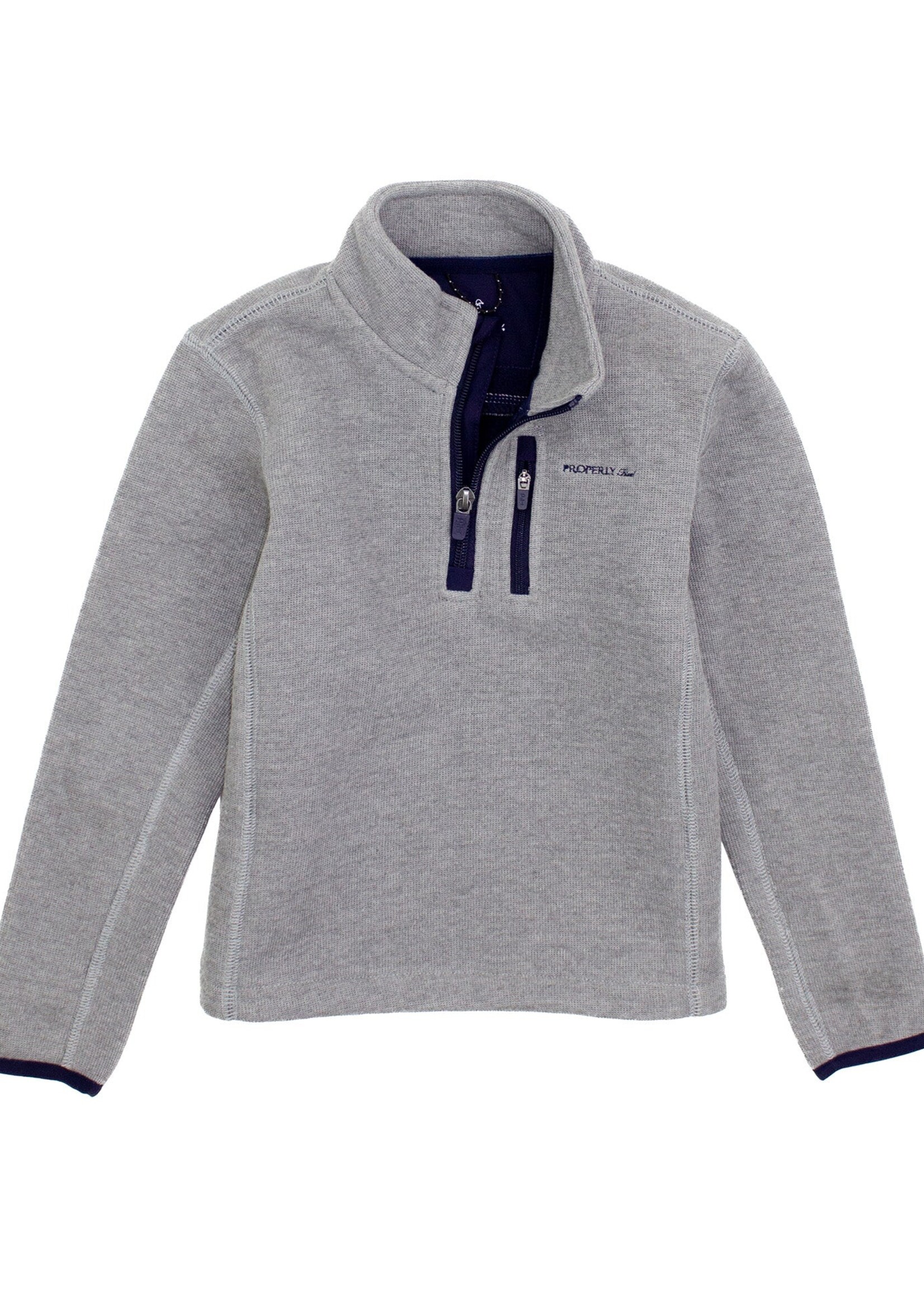 Properly Tied Boys Highland Pullover Light Heather Grey