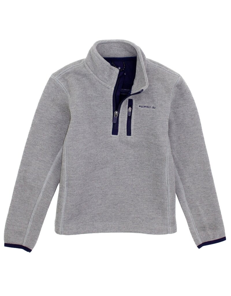 Properly Tied Boys Highland Pullover Light Heather Grey