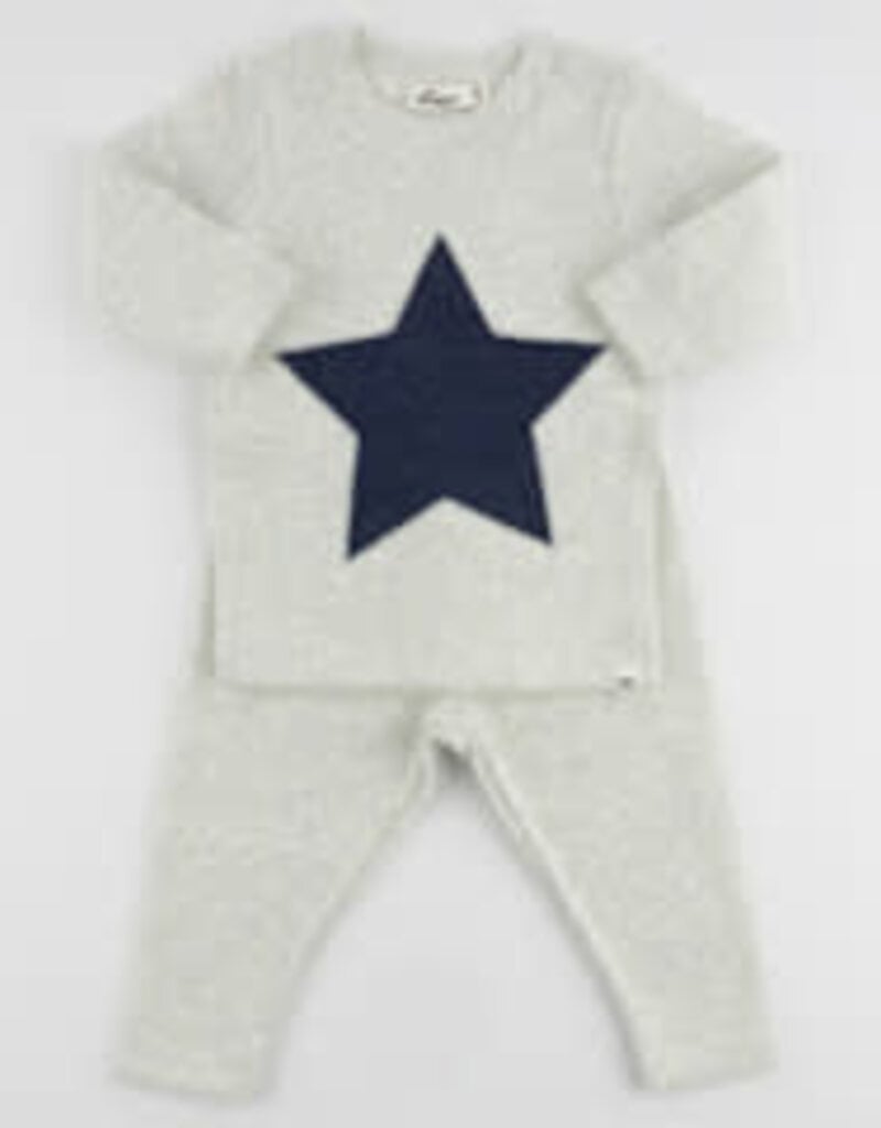 oh baby! LARGE STAR BABY RIB 2PC SET HEATHER GRAY