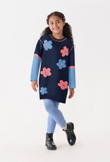 Hatley Kids navy flower drop shoulder sweater dress