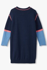 Hatley Kids navy flower drop shoulder sweater dress