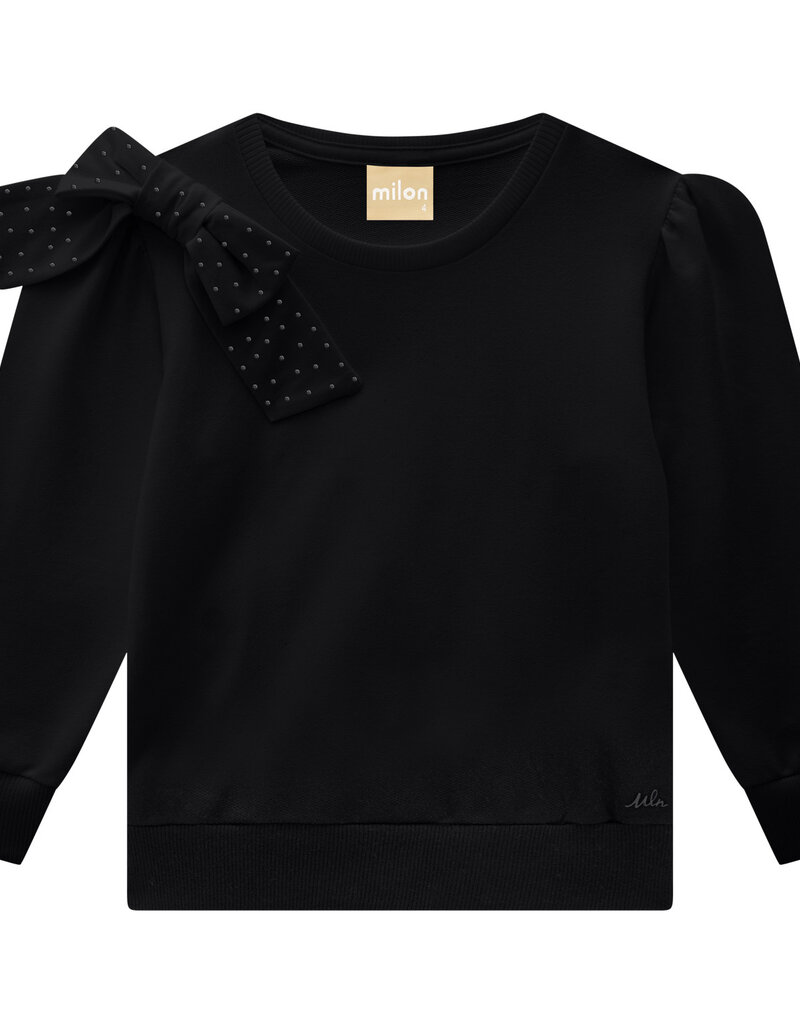 Milon Black Jersey Top w/Shoulder Bow