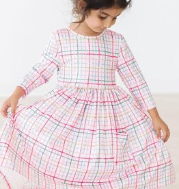 Mila & Rose Pink Plaid 3/4 Sleeve Pocket Twirl Dress