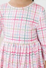 Mila & Rose Pink Plaid 3/4 Sleeve Pocket Twirl Dress