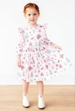 Mila & Rose Pink Christmas 3/4 Sleeve Ruffle Twirl Dress
