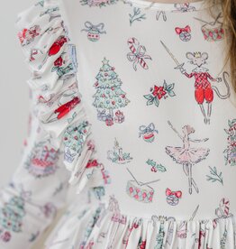 Mila & Rose Claras Christmas 3/4 Sleeve Ruffle Twirl Dress