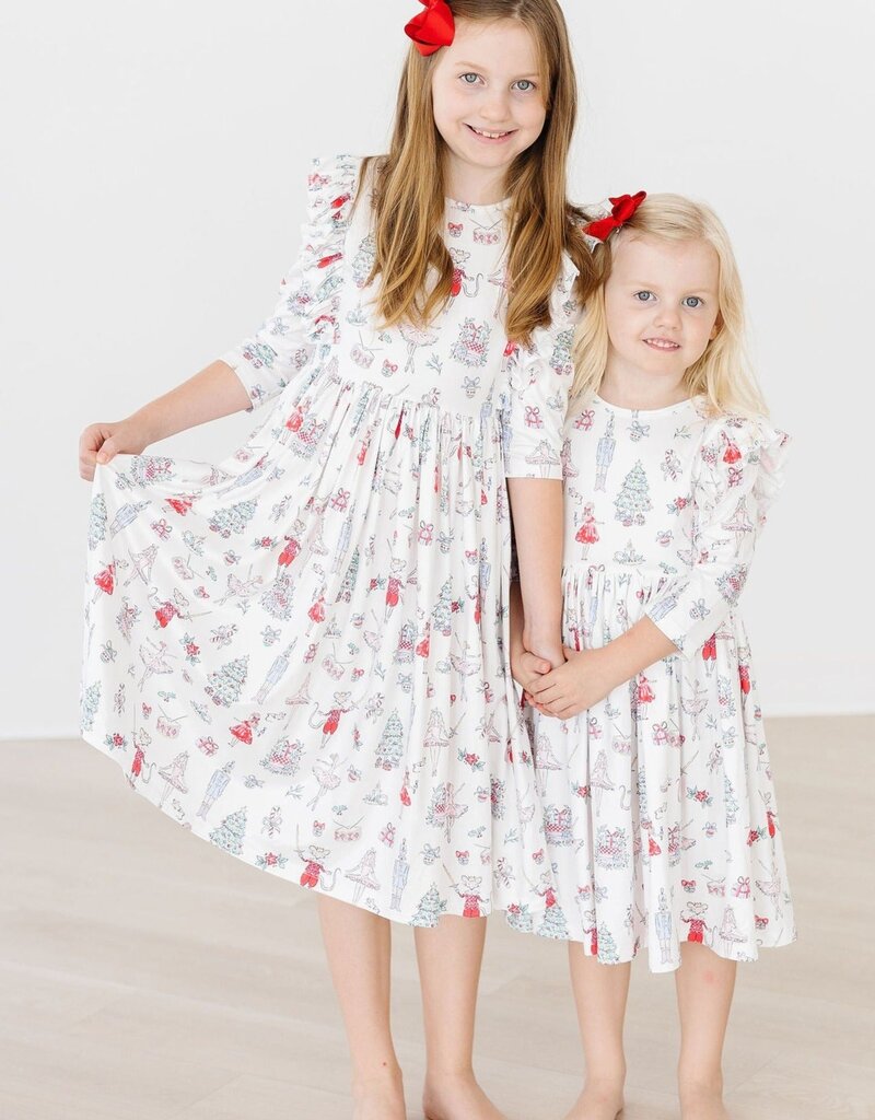 Mila & Rose Claras Christmas 3/4 Sleeve Ruffle Twirl Dress