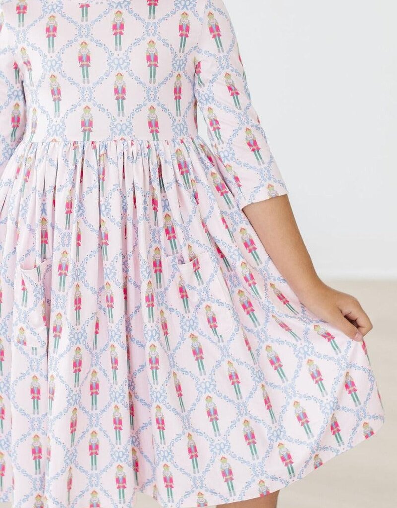Mila & Rose Pink Nutcracker 3/4 Sleeve Pocket Twirl Dress