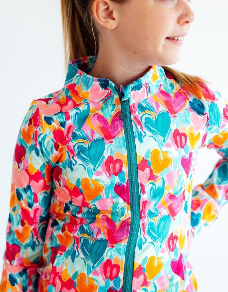 Mila & Rose Heart Hustle Full-Zip Ruffle Active Jacket